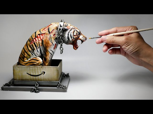 How To Make a Zombie Tiger In a Box Diorama / Polymer Clay - YouTube