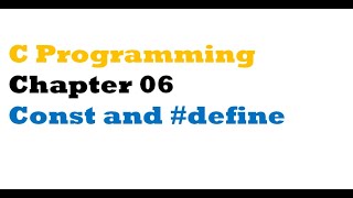 C program - Chapter 06 const & #define