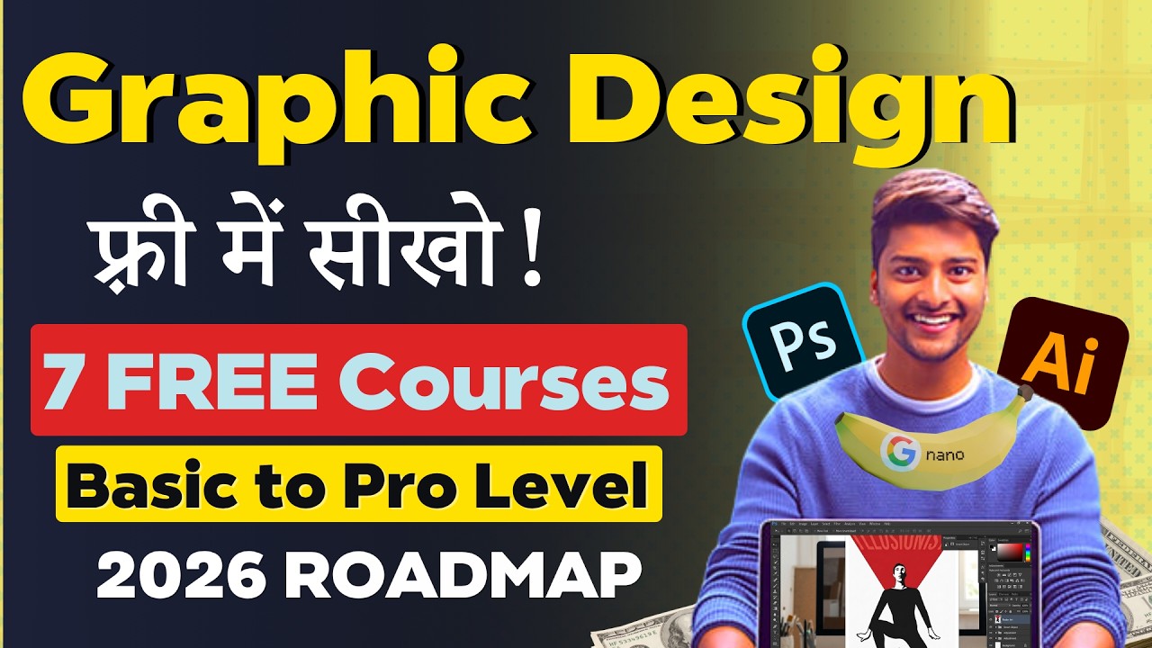 Graphic Design FREE में सिखों | 7 Best FREE Courses in Hindi | Full RoadMap 2026