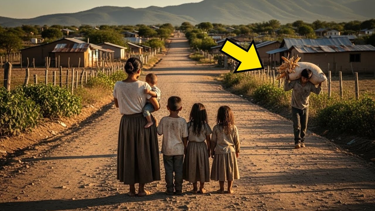 Madre Soltera Viajaba Con Sus Hijos… Y Se Congeló Al Ver A Su Hijo Perdido Cargando Un Saco De Maíz