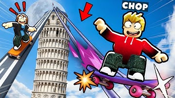 ROBLOX CHOP AND FROSTY SLIDE DOWN THE RAMP WITH SKATEBOARDS