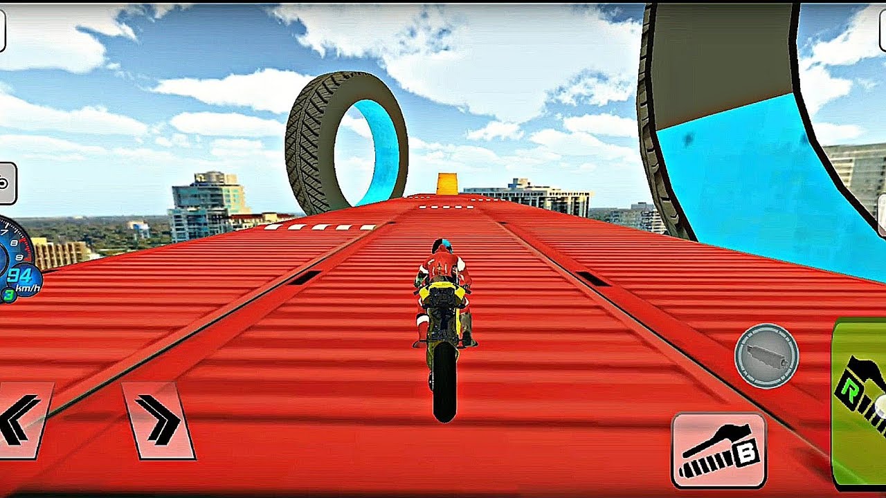 बाइक गेम | Superhero Mega Ramp Moto Rider 3D GT Auto Stunts Gameplay #2 - YouTube
