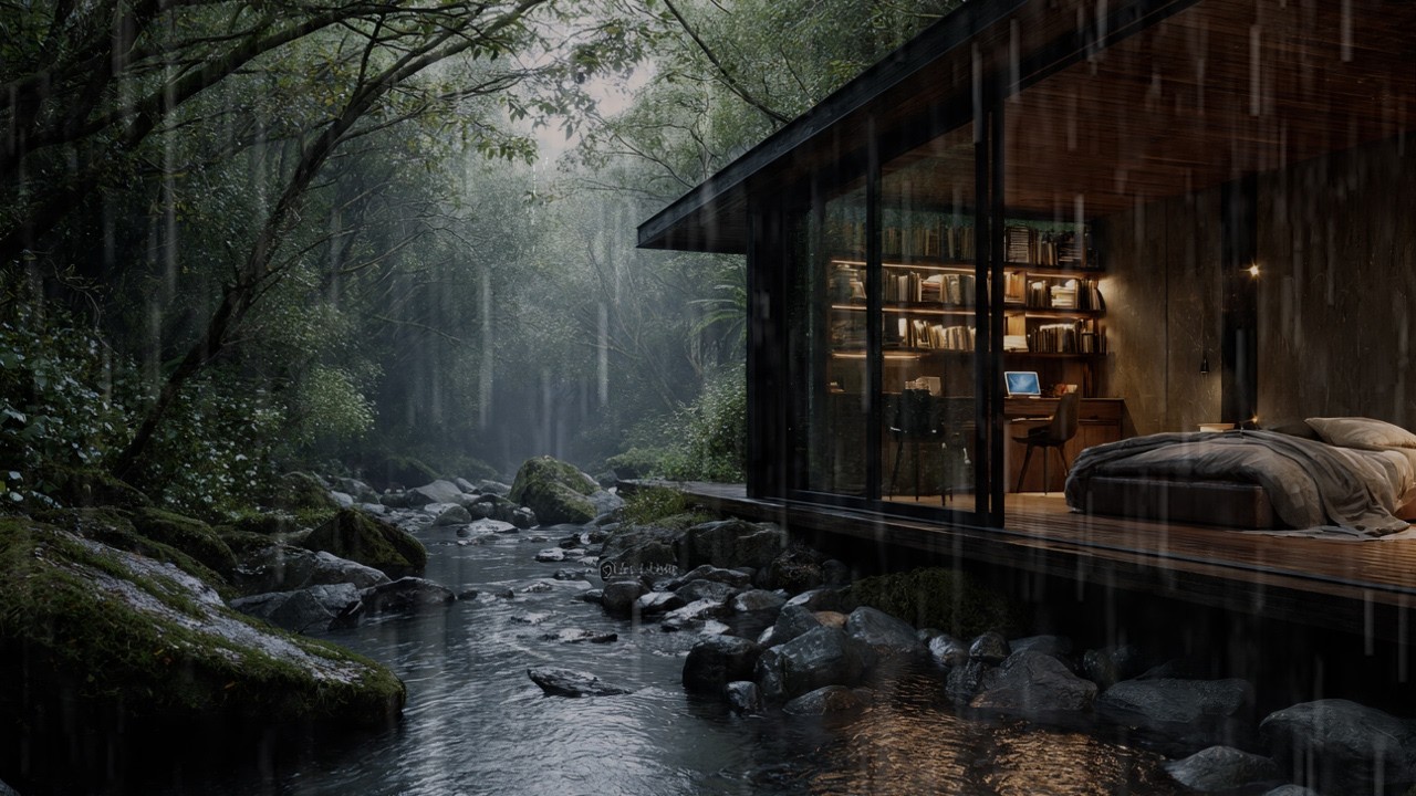 Cozy Rainy Cabin By The River 🌧️ 🌲| Soothing Nature Sounds for Sound Sleep and Insomnia💤