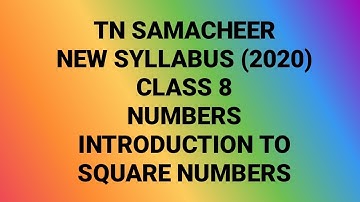 TN Samacheer|New Syllabus2020| Class 8| Numbers  |introduction to square numbers