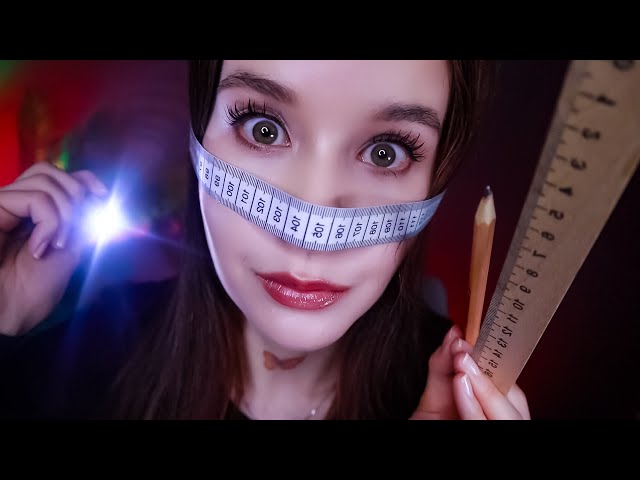 ASMR Measuring your Face & body | Mouth sounds I draw with a pencil and a flashlight