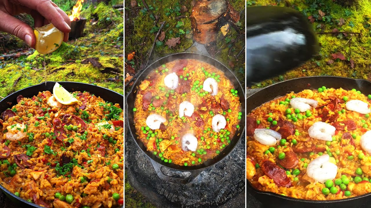 Not You EveryDay Paella with Chorizo? ASMR Forest Made