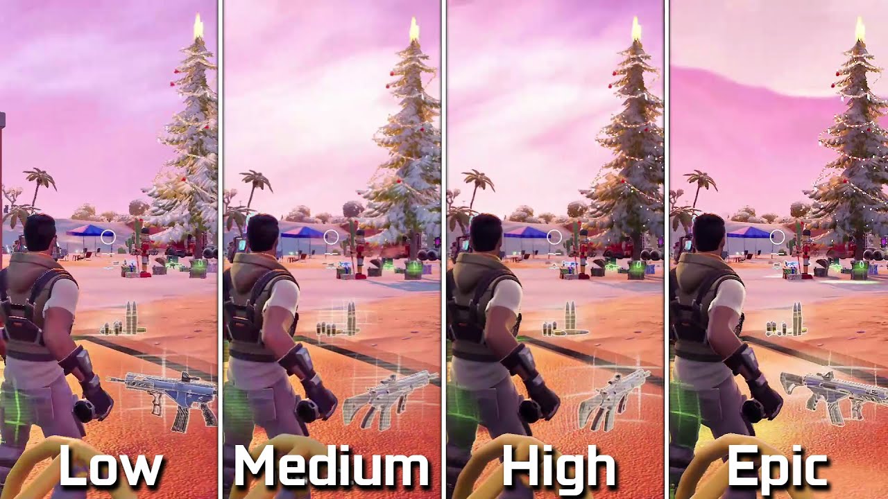 Fortnite Low Vs Medium Vs High Vs Epic Graphics Comparison Youtube