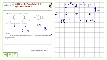GCSE Maths EDEXCEL Foundation Specimen     Paper 1   Q12 Sequences and Nth term