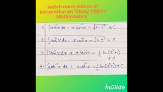 Integration : Inverse trigonometric functions
