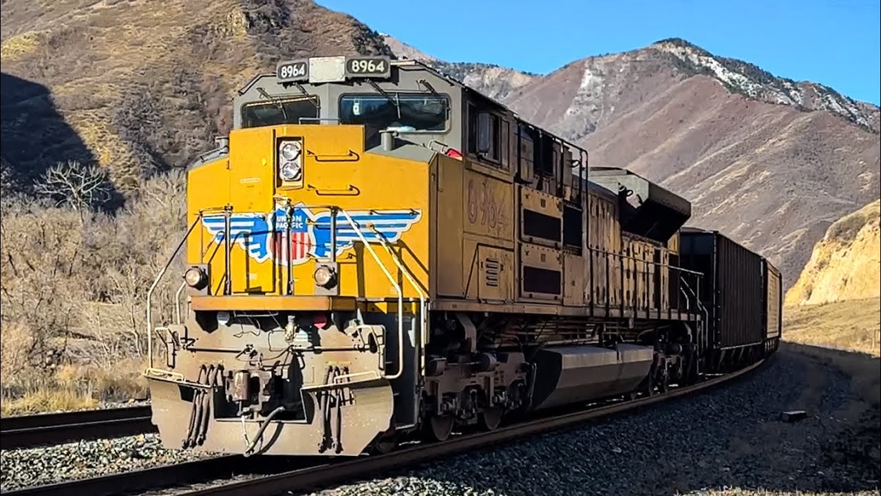 Chasing UP’s CWELB9 down the west side of Solider Summit!