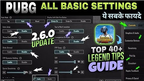 NEW 🔥 2.6 Update PUBG All Basic Settings Guide | pubg basic settings explain, pubgm basic settings