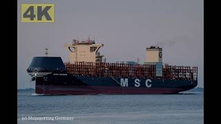MSC NIGERIA - Shipspotting Germany 🇩🇪 IMO 9974541 - River Elbe near City Otterndorf - 4K VIDEO