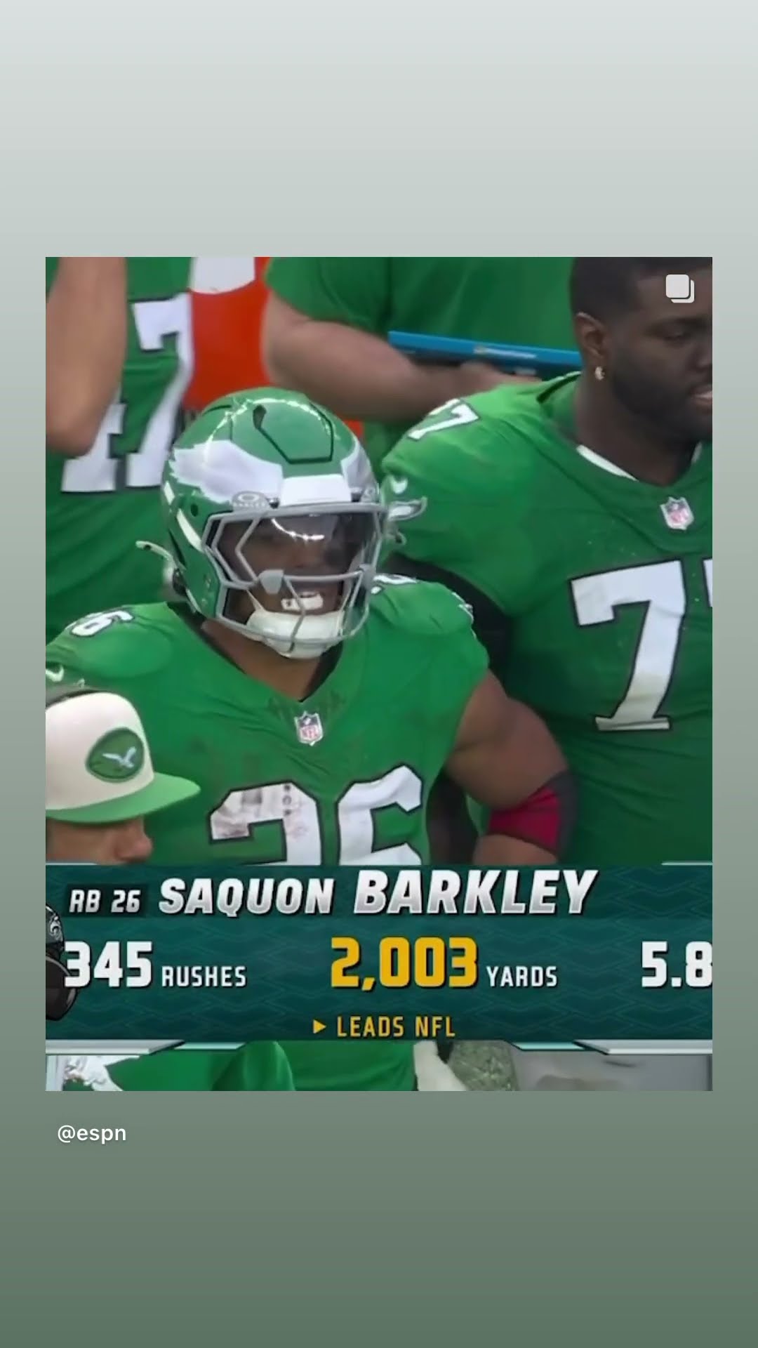Leads NFL in rushing yards #hoodnews #saquonbarkley #philadelphiaeagles #MVP #football #nflplayer