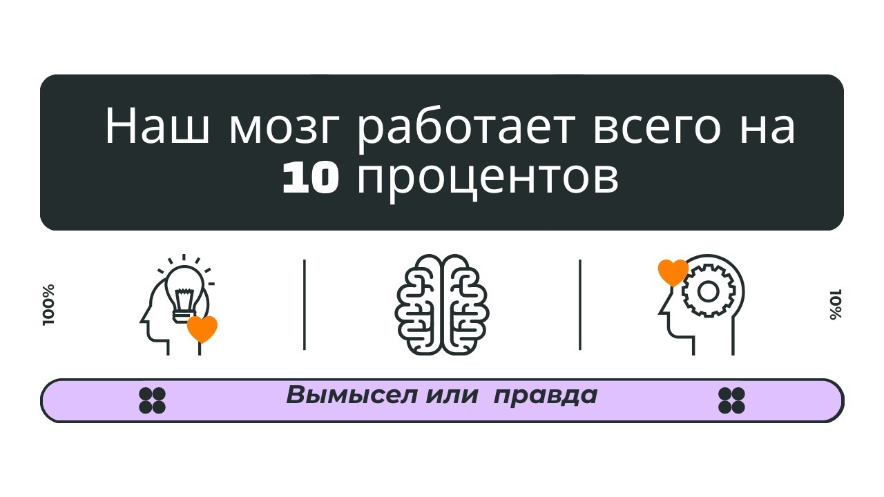 Наш мозг работает всего на 10 процентов.  Вымысел или  правда.