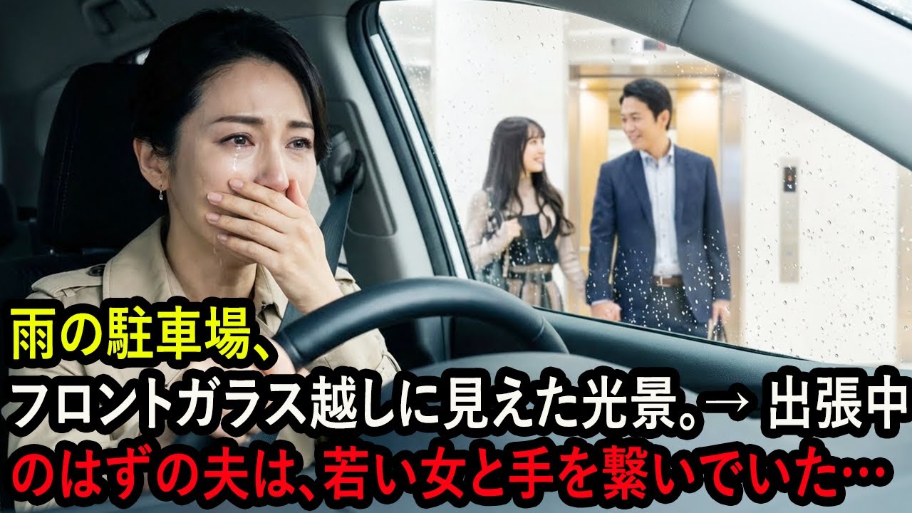 雨の駐車場、フロントガラス越しに見えた光景。→ 出張中のはずの夫は、若い女と手を繋いでいた…