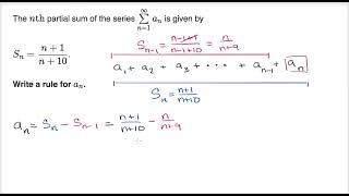 Math Integral Calculus - Partial sums  formula for nth term from partial sum