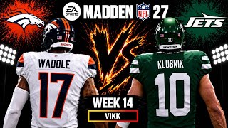 Broncos vs Jets Week 14 Simulation | Madden 27 Rosters