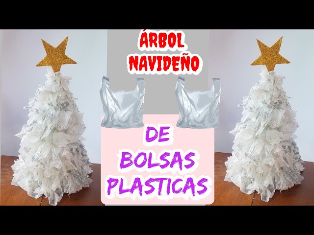 Árbol de Navidad reutilizando bolsas de plástico 