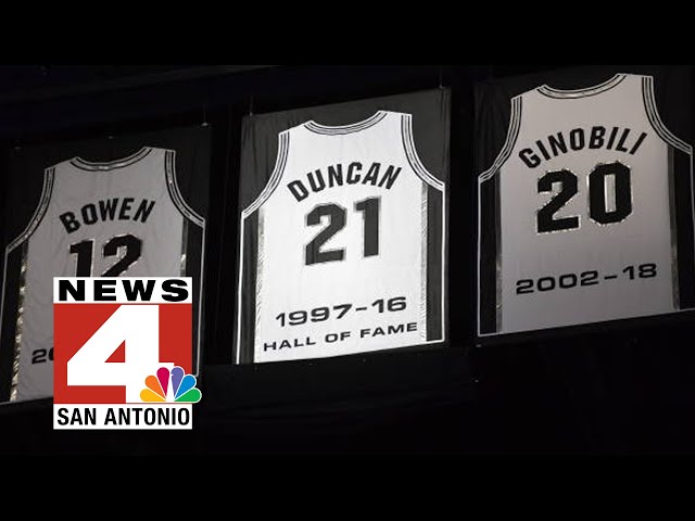 San Antonio Spurs retire Tim Duncan's No. 21 jersey - ESPN