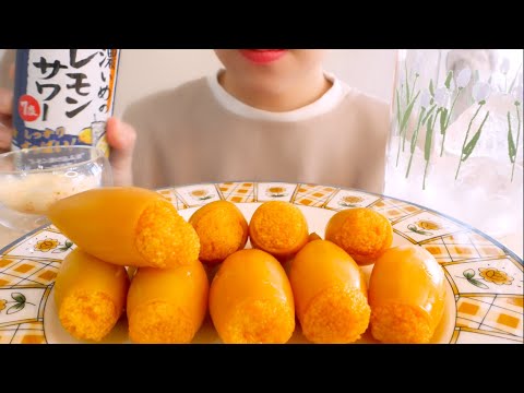 【咀嚼音】子持ちヤリイカとレモンサワー｜Squid Eating Sounds/ASMR/mukbang