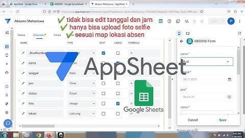 Membuat Absen Online menggunakan Appsheet dan Spreedsheet #appsheet