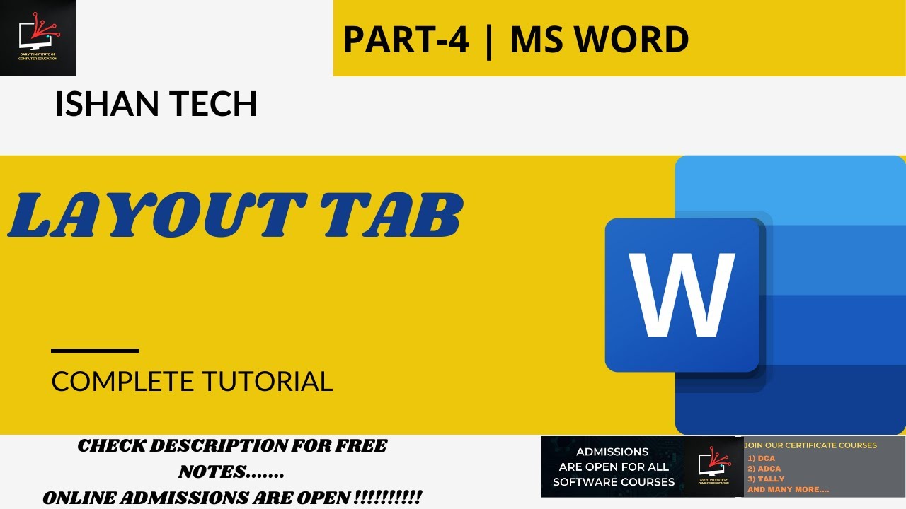 LAYOUT MENU || MS WORD Tutorial || Ishan Tech - YouTube