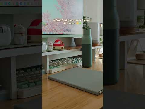 A Cozy Desk Setup for a Focused Afternoon ✨🌿 #cozydesksetup #morningroutine #study #deskinspiration