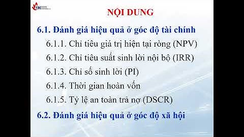 Bài toán về giá trị hiện tại ròng npv