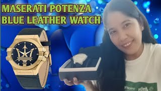 10th Unboxing |  Maserati Potenza Blue Leather Watch | Maria Fatima Dacullo