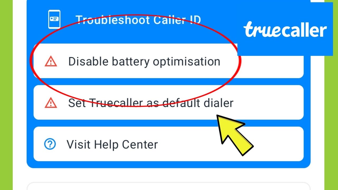 Truecaller disable battery optimization youtube