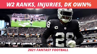 2021 Week 2 Rankings Update, NFL Injuries | Week 2 DraftKings Ownership | Fantasy Football Picks