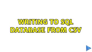 Writing To Sql Database From Csv