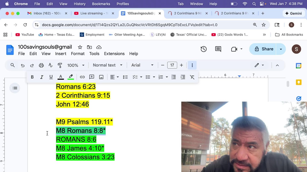 1 7 2026 2 AT COLLEGE Bilingual preacher Evangelizing&Class. Memorize Bible Scripture.