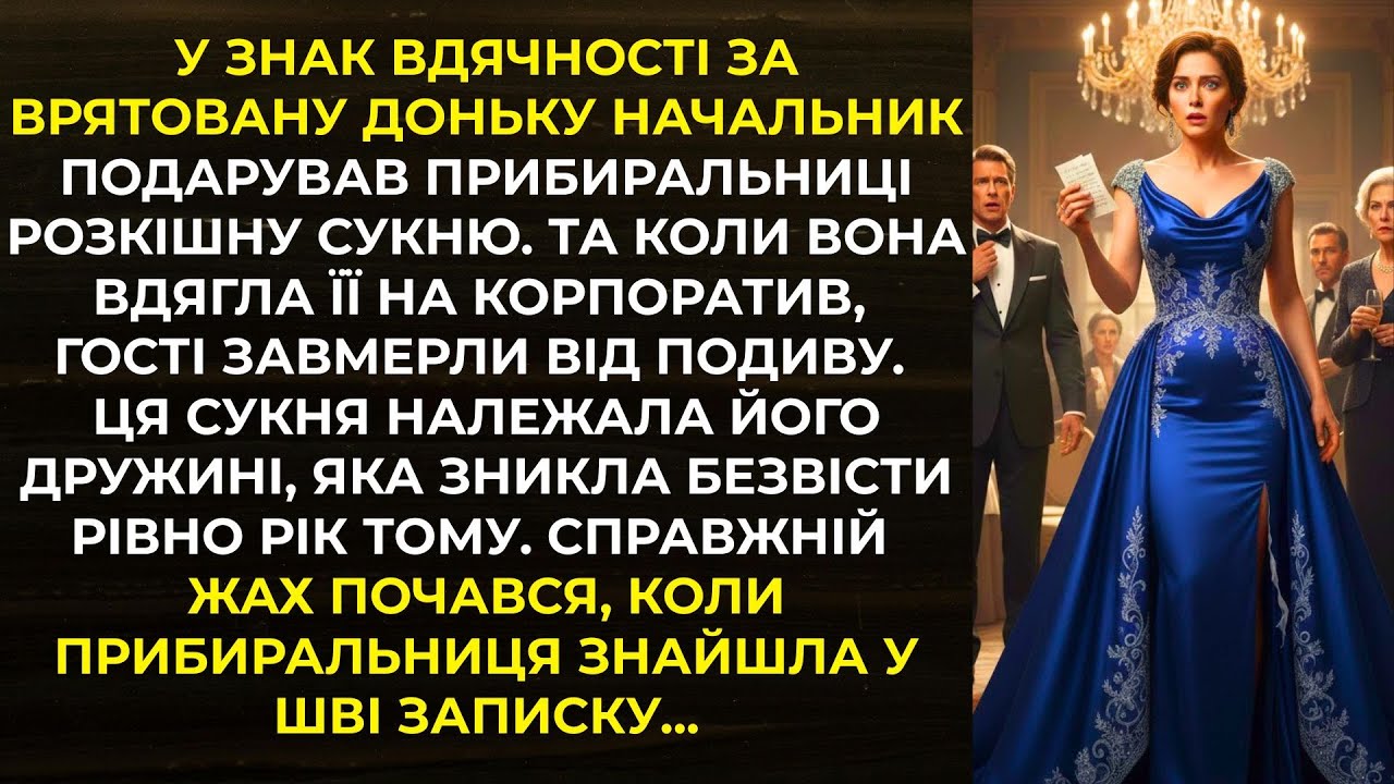 У знак вдячності за врятовану доньку начальник подарував прибиральниці розкішну сукню. Та коли вона
