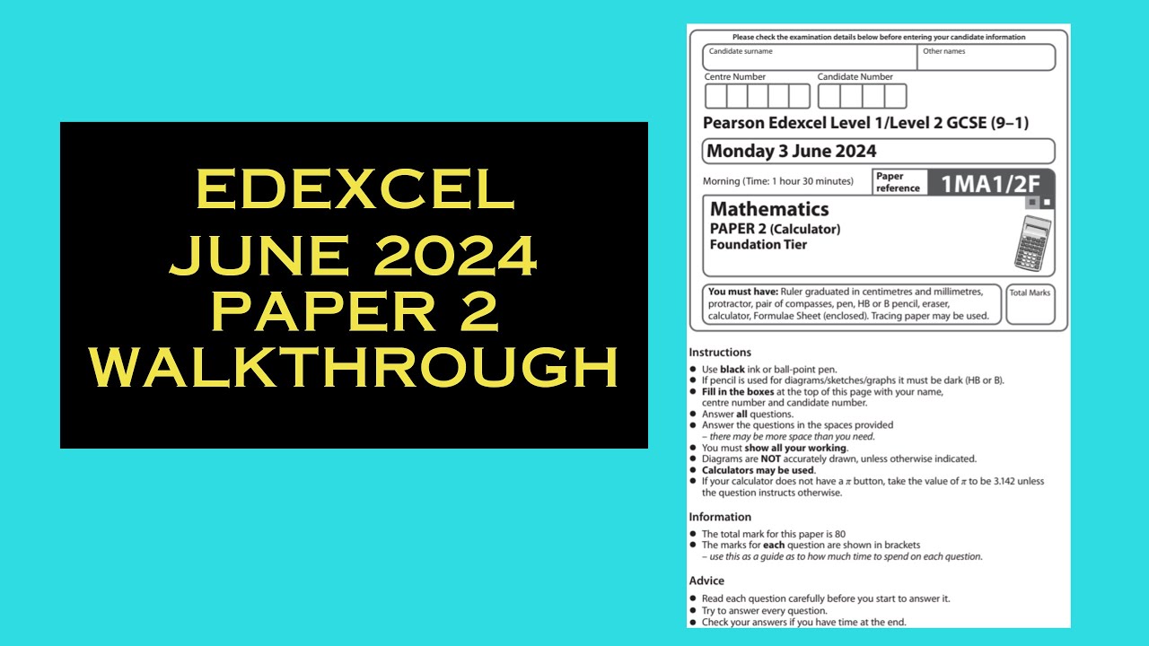 Edexcel Maths Foundation GCSE - June 2024 - Paper 2 - Worked Solutions ...