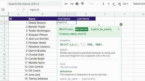 Splitting full name into first and last name on google sheet