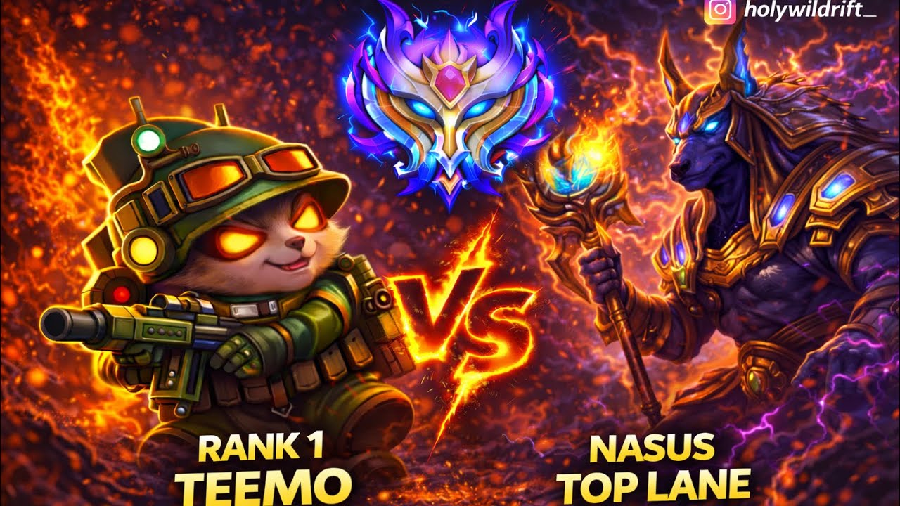 Rank 1 Teemo VS Nasus Top Lane | 4K Wild Rift Ranked Gameplay Challenger 