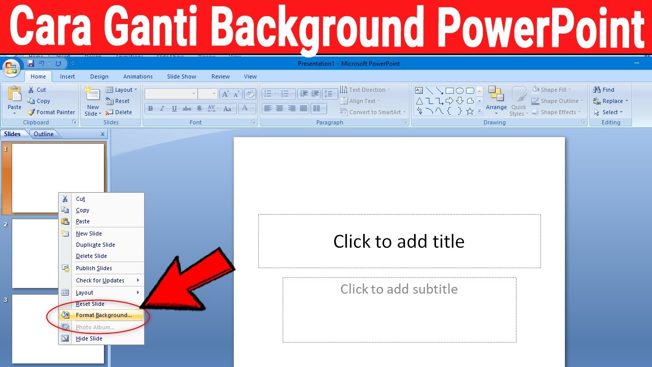 Cara Mengganti Atau Ganti Background Power Point Youtube