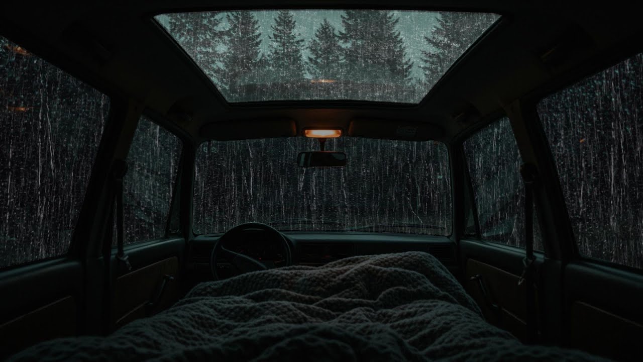 Heavy Rain & Thunder on Cozy Car ⛈️ Relaxing Car Rainstorm for Deep ...
