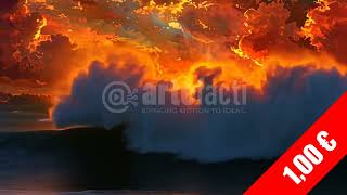 Fiery Sunset Cloudscape Over Sea — Epic HD Stock Footage