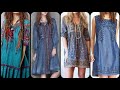 how to wear denim dresses ideas embroidered full sleeves denim dress collection