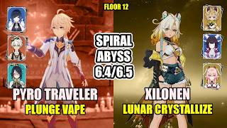 C6 TRAVELER &amp; C2 XILONEN + C0 LINNEA | Spiral Abyss 6.4/6.5 Floor 12 | Genshin Impact Luna VI/V