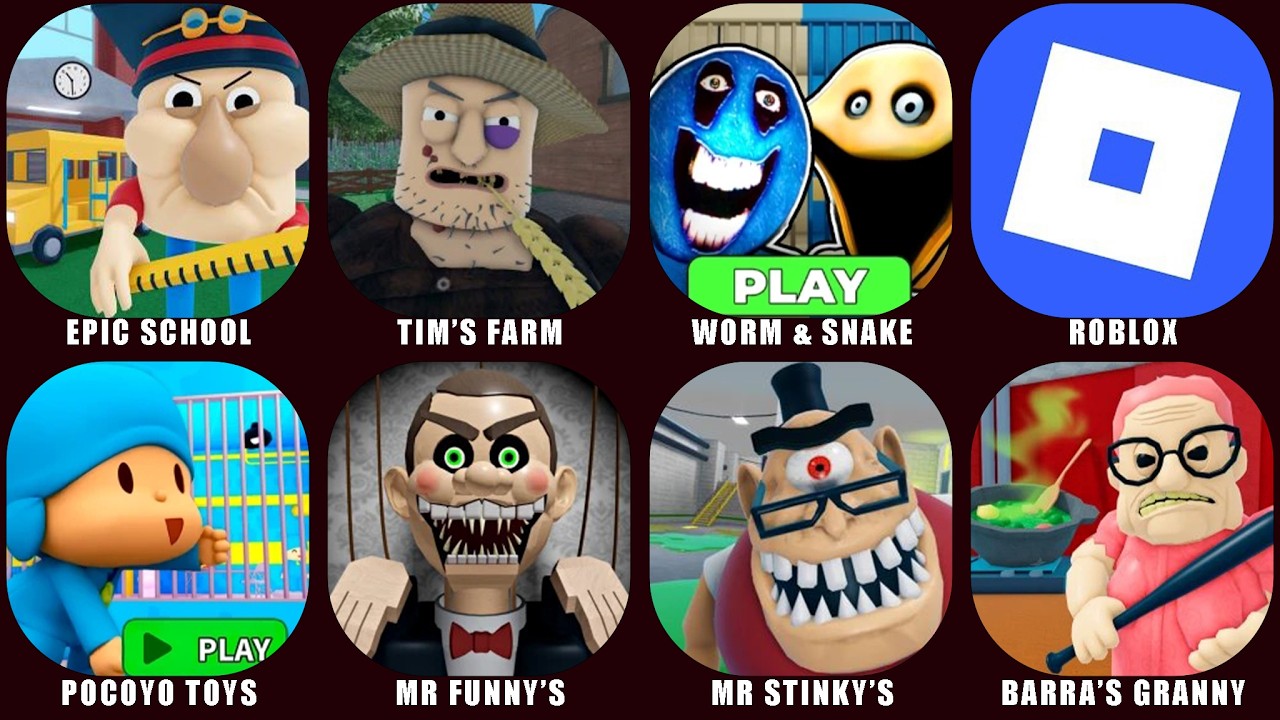 ROBLOX: EPIC SCHOOL ESCAPE, TIM'S FARM OBBY!, HUNGRY WORM VS SNAKE, POCOYO TOYS, ROBLOX JUMPSCARES!