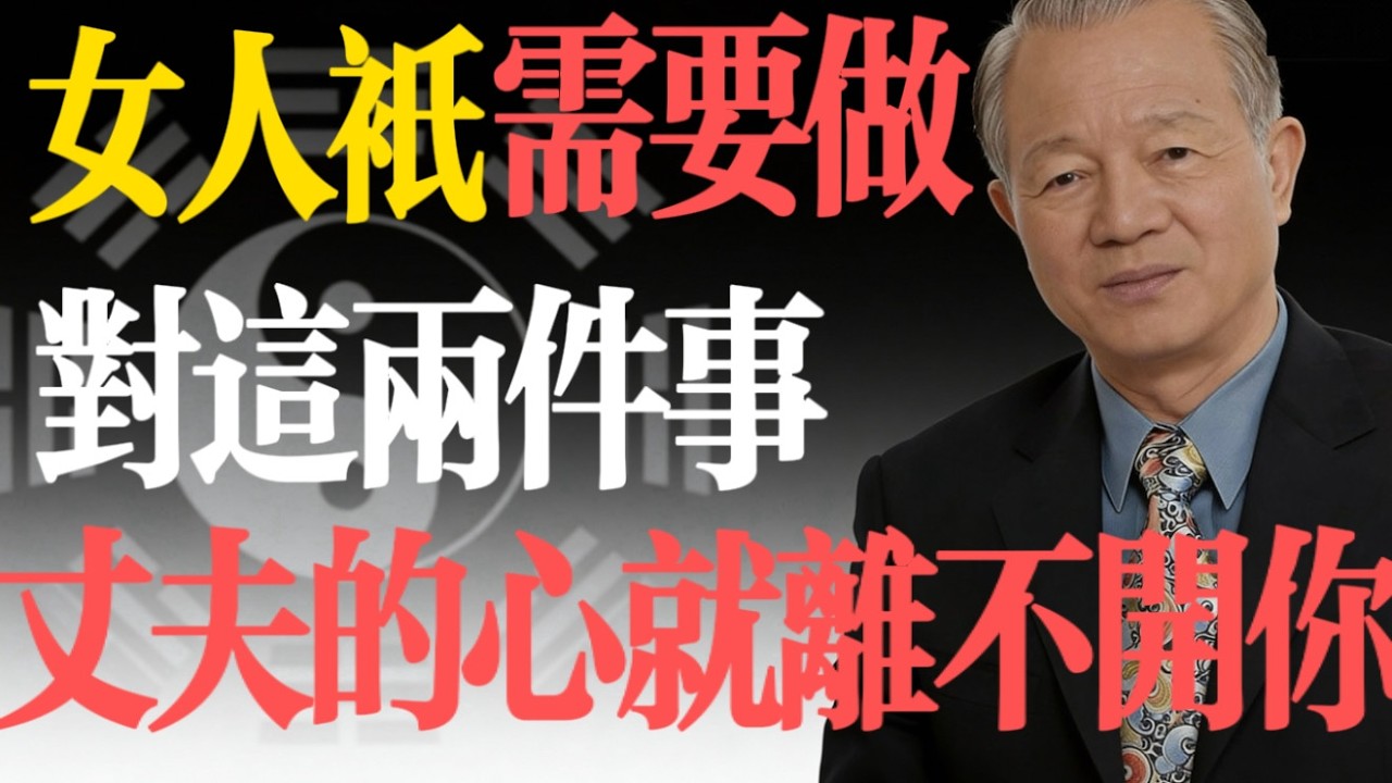 曾仕強：女人只需做對這2件事，丈夫的心就再也跑不掉了！#易經 #曾仕強 #婚姻智慧 #馭夫術 #情感 #家庭和諧 #旺夫 #兩性關系 #國學智慧 #人生哲理