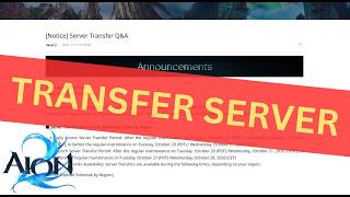 [UPDATE ] Transfer server AION2 global
