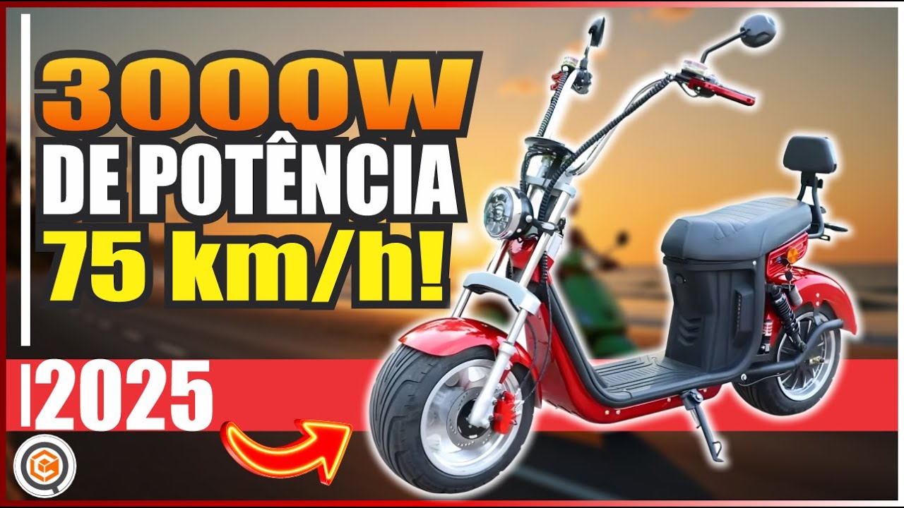 Scooter Elétrica 3000W que Voa a 75 km/h! Moto Elétrica Premium para 2 ...