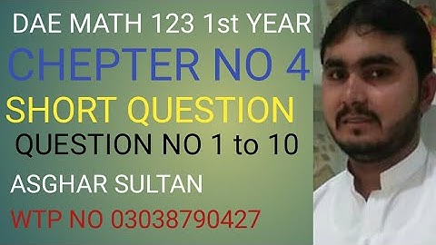 dae math 123 1st year chapter no 4 short question no 1 to 10