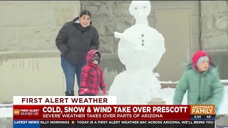 Cold weather, snow and wind take over Prescott