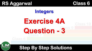 Integers | Class 6 Exercise 4A Question 3 | RS Aggarwal | Learn Maths