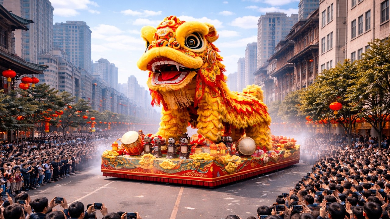 Festival de la Danza del León en China | Calles llenas de color y multitudes aplaudiendo